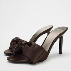 Zara Women's Chocolate Brown Bow Mules